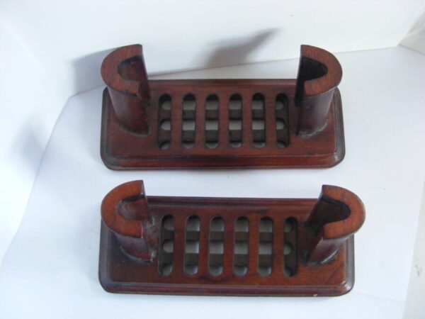 Rare PAIR wooden Jade Plaque Stands Chinese Very Old - Image 4