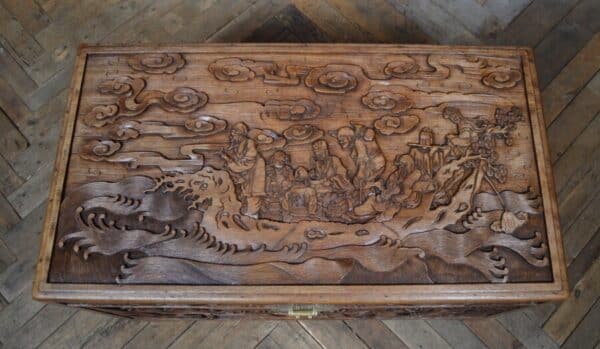 Oriental Camphor Wood Blanket / Storage Box SAI2848 Antique Chests 34