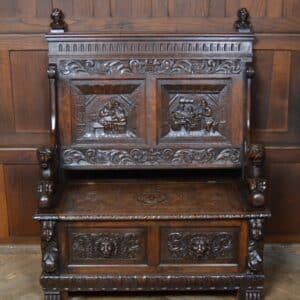 Victorian Oak Settle / Hall Seat / Monks Bench SAI2830 Antique Chairs