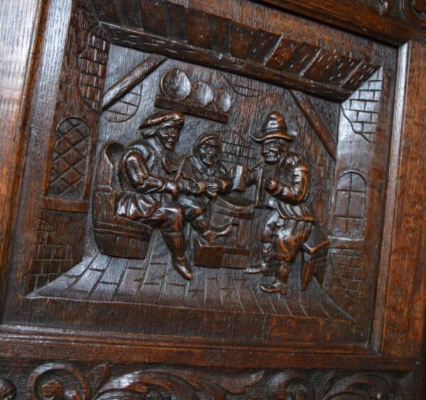 Victorian Oak Settle / Hall Seat / Monks Bench SAI2830 - Image 5