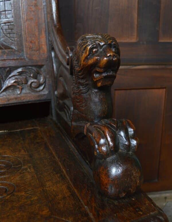 Victorian Oak Settle / Hall Seat / Monks Bench SAI2830 - Image 15