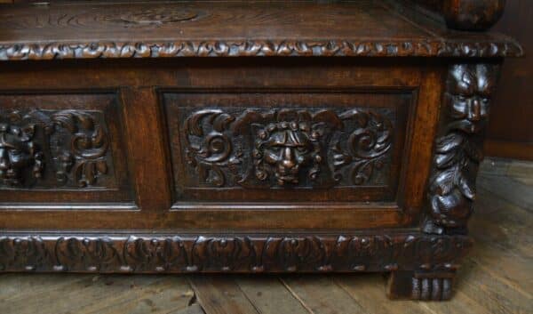 Victorian Oak Settle / Hall Seat / Monks Bench SAI2830 - Image 14