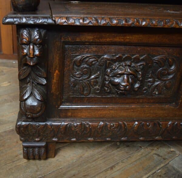 Victorian Oak Settle / Hall Seat / Monks Bench SAI2830 - Image 13