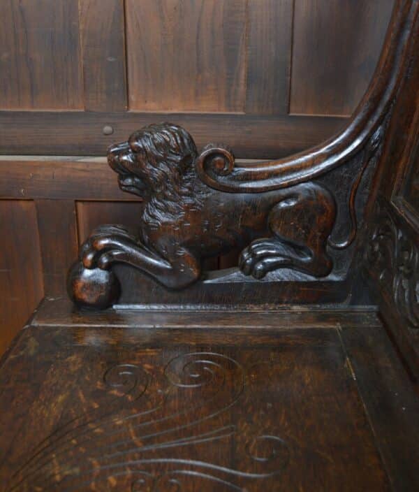 Victorian Oak Settle / Hall Seat / Monks Bench SAI2830 - Image 10