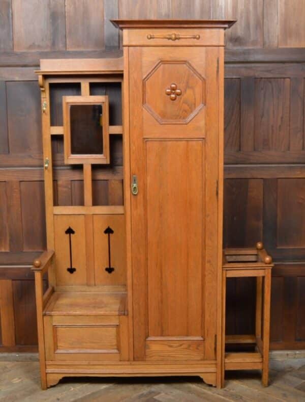 Edwardian Oak Hall Stand / Cupboard SAI2828