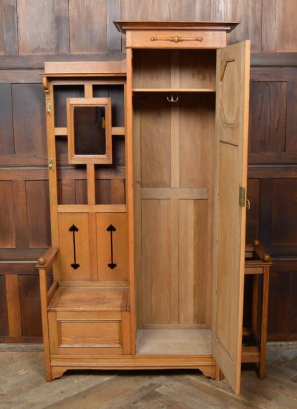 Edwardian Oak Hall Stand / Cupboard SAI2828 - Image 3