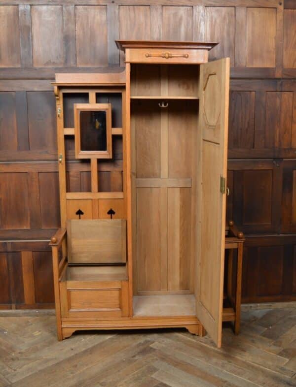 Edwardian Oak Hall Stand / Cupboard SAI2828 - Image 4