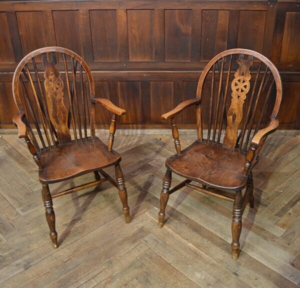 Pair Of Oak Wheel Back Chairs SAI2823 Antique Chairs 12