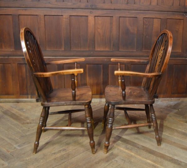 Pair Of Oak Wheel Back Chairs SAI2823 Antique Chairs 13
