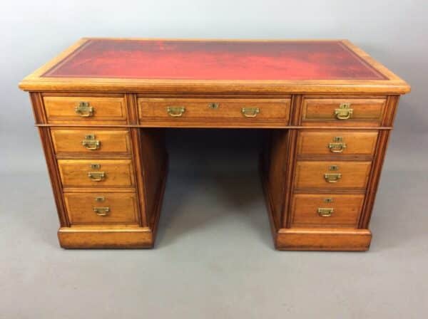 Late Victorian Walnut Pedestal Desk by Maple & Co c1890