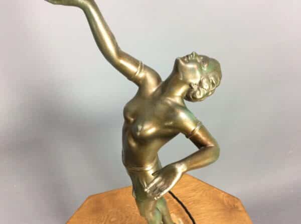 Art Deco Spelter Figural Lamp c1930’s art deco Antique Lighting 9