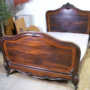Antique French Second Empire Rosewood & Amboyna King Double Bed, c 1860 amboyna Miscellaneous