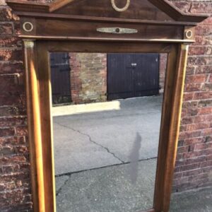 Antique French Louis Empire Walnut Floor Standing Wall Mirror beveled Miscellaneous