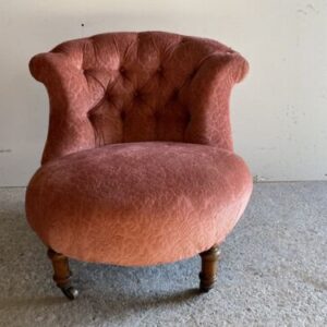 Antique Walnut Upholstered Edwardian Tub Salon Chair, c 1920 armchair Miscellaneous