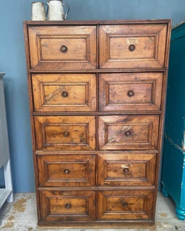 Antique French 19th Century Oak & Pine Apothecary Shop Cabinet Cupboard