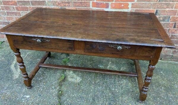 Antique English Oak Queen Anne Period Oak Refectory Table, c 1750