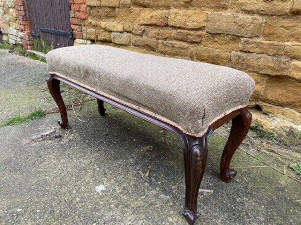Antique English Upholstered William IV Solid Rosewood Window Seat, c 1810 - Image 4