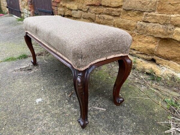 Antique English Upholstered William IV Solid Rosewood Window Seat, c 1810 - Image 7