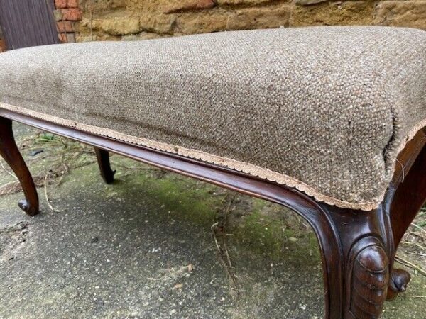 Antique English Upholstered William IV Solid Rosewood Window Seat, c 1810 - Image 10
