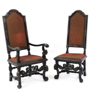 Antique Set of Ten William & Mary revival dining chairs, c 1890 chair Miscellaneous