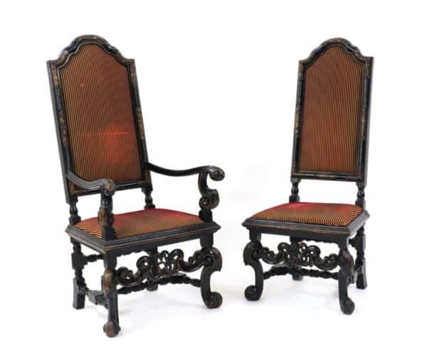Antique Set of Ten William & Mary revival dining chairs, c 1890