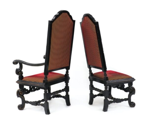Antique Set of Ten William & Mary revival dining chairs, c 1890 - Image 2