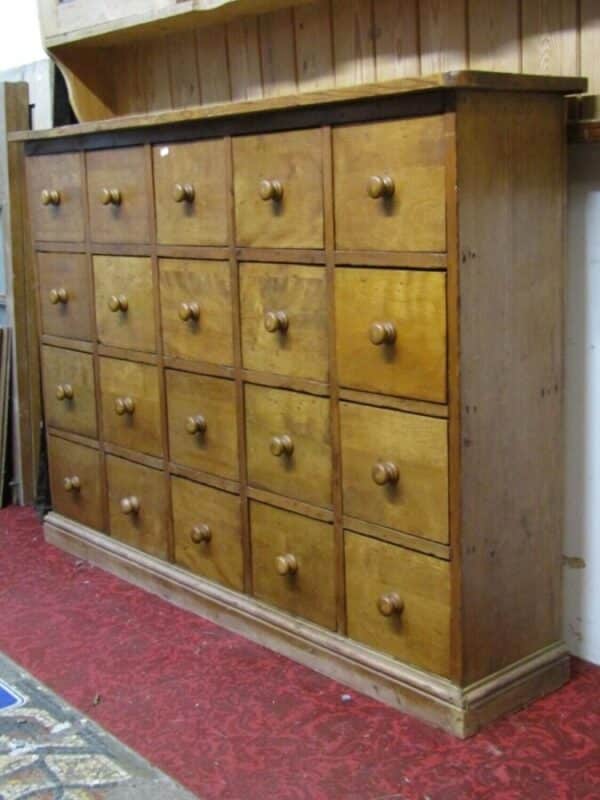 Vintage Pine Bank of 20 Drawers