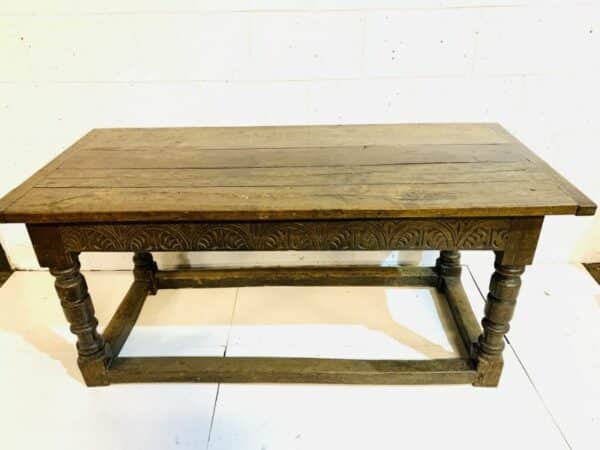 Antique English Oak Charles II Period Refectory Dining Table, c 1660