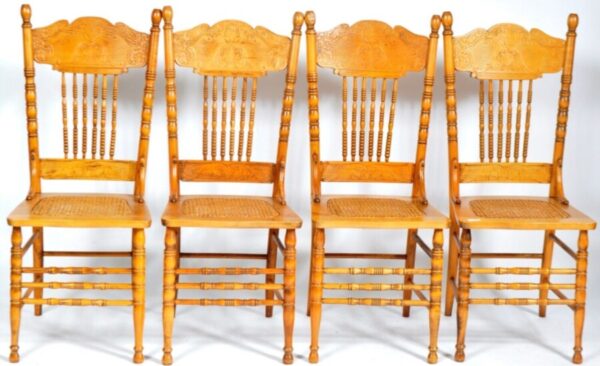 Antique Set 12 Cane American Larkin Pressback Kitchen Dining Chairs, c 1900 chair Miscellaneous 4