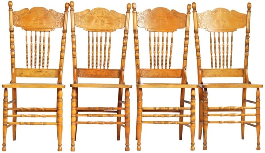 Antique Set 12 Cane American Larkin Pressback Kitchen Dining