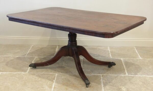 Antique Gillows Style Georgian Mahogany Breakfast Dining Pedestal Table, c 1800