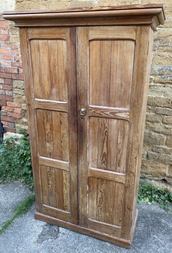 Antique English Pine School Housekeeper's Cupboard Cabinet, c 1870