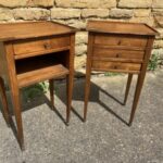 Antique Pair of French Walnut Bedside Nightstand Cupboards, c 1920 Antique Miscellaneous