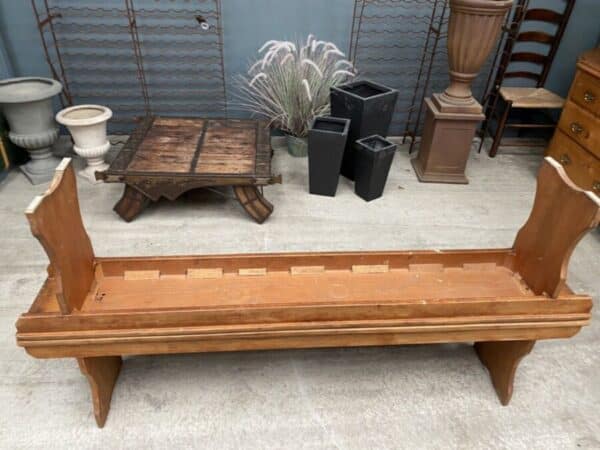 Vintage Pair Pine Benches Pews Rectangular L183 - Image 9
