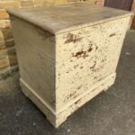 Antique English Pine Painted Grain Blanket Linen Box Trunk, c 1840 Antique Miscellaneous