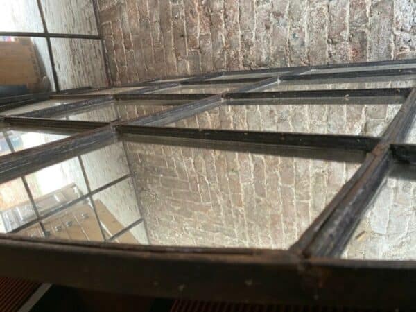 Antique French Industrial Large Cast Iron Mirror Window, c 1900 - Image 9