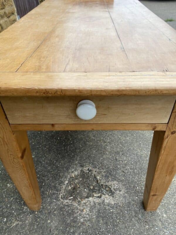 Antique Pine Farmhouse Refectory Dining Table, c 1880 - Image 7