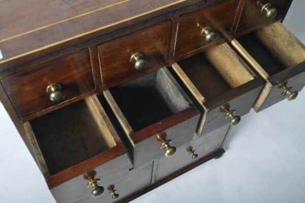 Antique Mahogany Georgian Apothecary Chest Bank Drawers, c1820 - Image 6