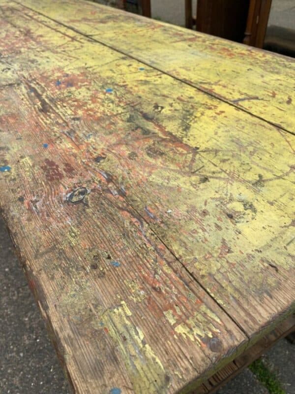 Antique French Pine Draper's Industrial Refectory Table, c 1860 L351 - Image 9