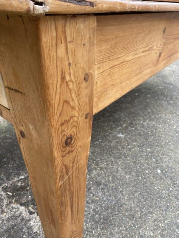 Antique Pine Farmhouse Refectory Dining Table, c 1880 - Image 10