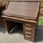Antique Edwardian Oak Roll top Rolltop Pedestal Desk, c 1930 Antique Miscellaneous