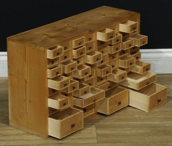Vintage Pine Table Top Seed Collector's Bank of Drawers - Image 3