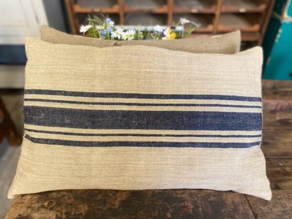 Large Blue Stripe Herringbone Cushion