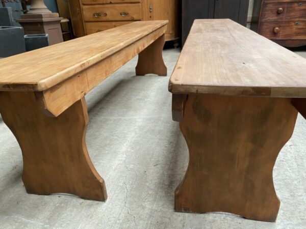Vintage Pair Pine Benches Pews Rectangular L183 - Image 4