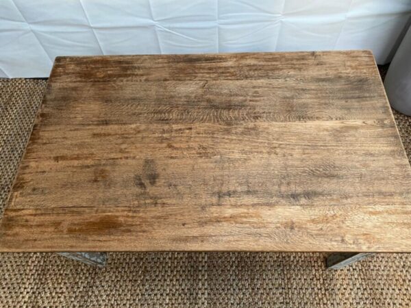 Antique Solid Oak Farmhouse Table, c 1890 - Image 4