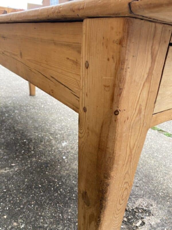 Antique Pine Farmhouse Refectory Dining Table, c 1880 - Image 9