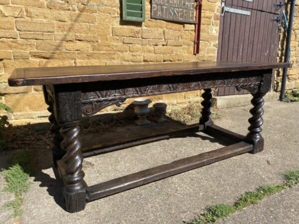 Antique Period Jacobean Oak Refectory Dining Table, circa 1620