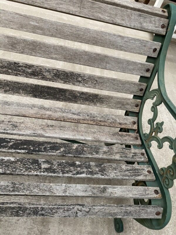 Vintage French Cast Iron & Pine Garden Bench - Image 12