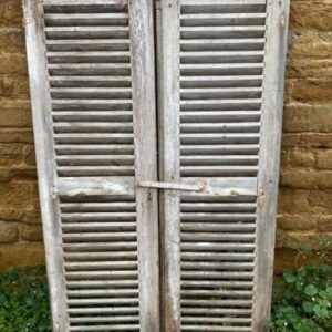 Antique French Painted Pine Wooden Window Shutters, C 1890 Antique Miscellaneous