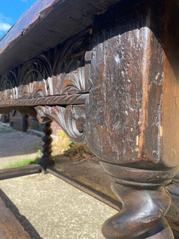 Antique Period Jacobean Oak Refectory Dining Table, circa 1620 - Image 7